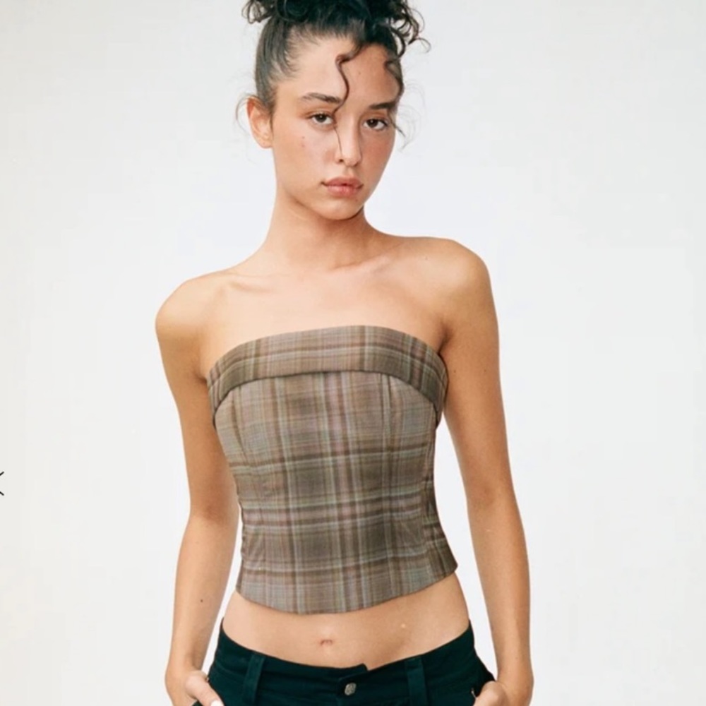 NWT With Jean carla corset in plaid